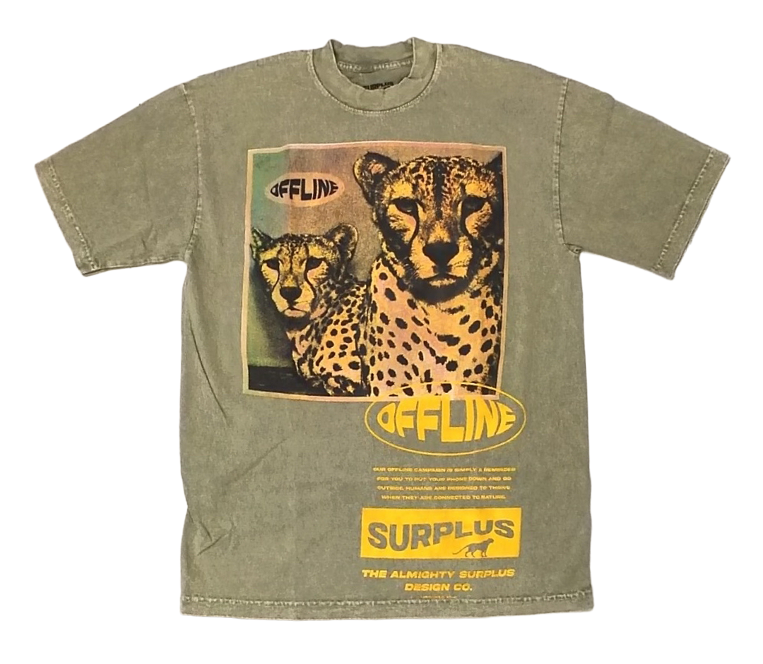 Green cheetah with puff logo