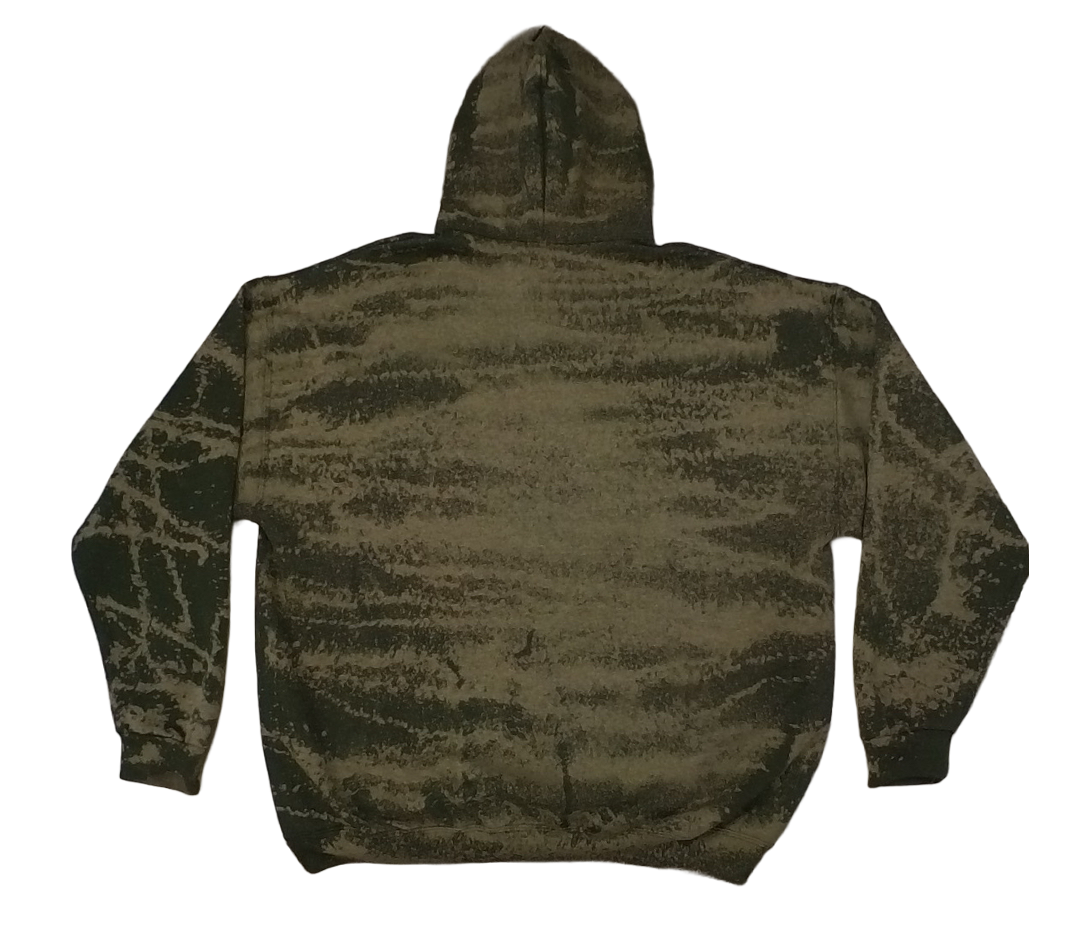 1/1 Bleach dye green hoodie with chenille patch 2XL