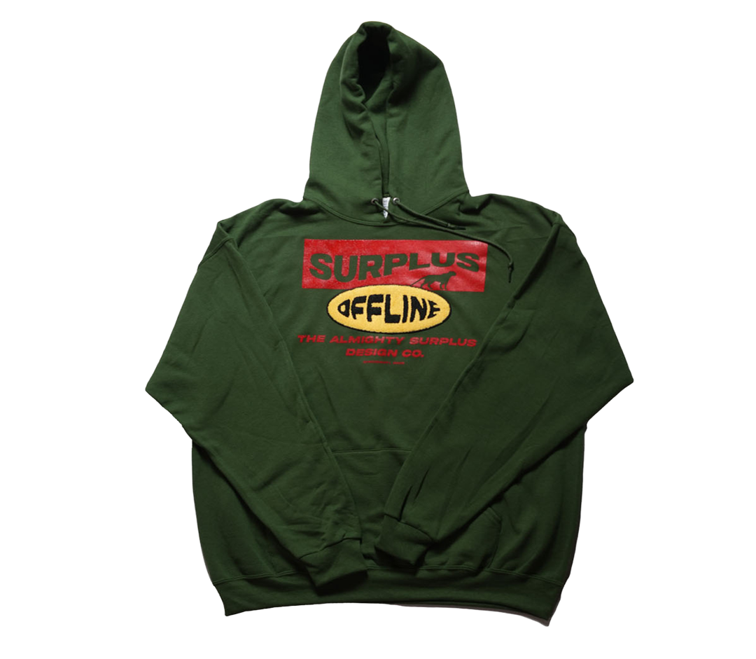 Green offline chenille patch hoodie